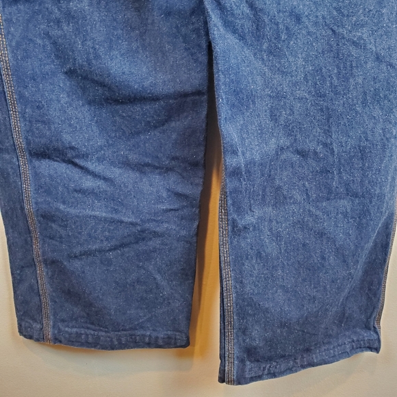 Vintage 80s Wrangler Workwear Carpenter Bibs Overalls Size 38x30 Mens Denim - Picture 8 of 16